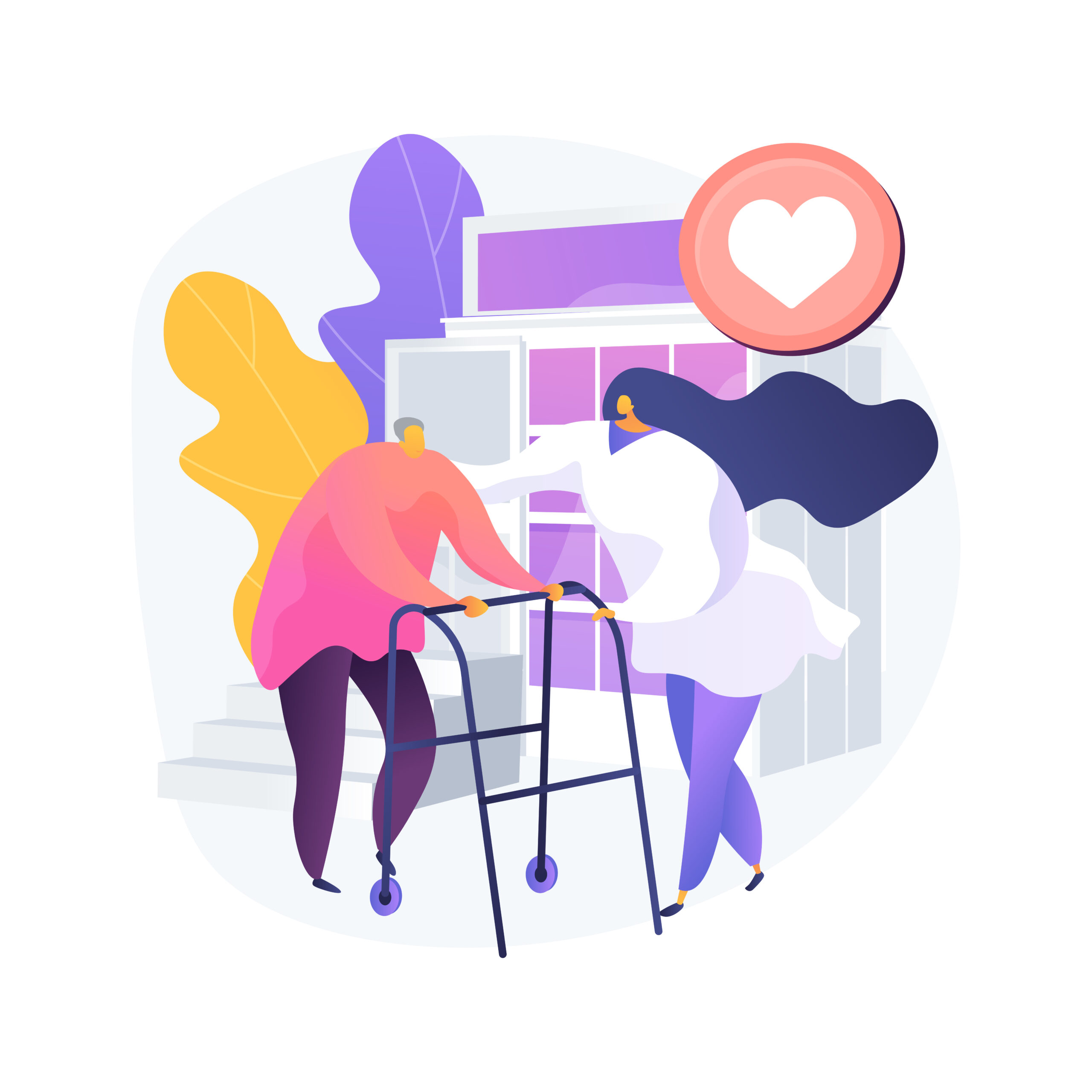 Care for the elderly abstract concept vector illustration.